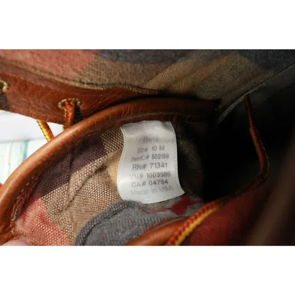 LL Bean Brown Leather 8" Lace Up Flannel Lined Duck Boots Size 10 M - Picture 8 of 10